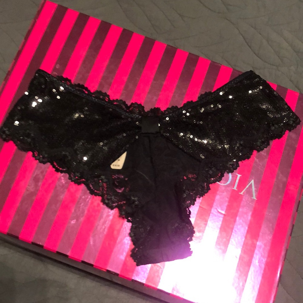 NWT black sequin cheeky panty from VS